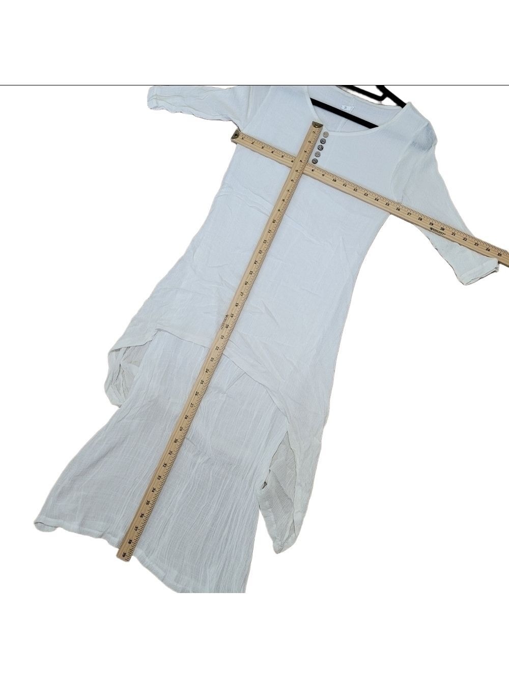Dayou coastal linen white layered dress, small - Picture 8 of 16
